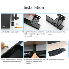 Steel Keyboard Tray Under Desk Drawer Sliding Pull Out w/360° Mouse Tray 22″x16″