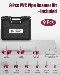 9 Pcs PVC Pipe Reamer Kit, 0.5+0.75+1+1.25+1.5+2+2.5+3+4 Inch, Pink