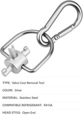 HVAC Refrigerant Locking Cap Key, 3-in-1 Valve Core Removal Tool, Silver
