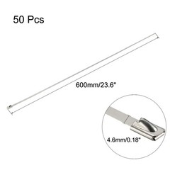 24 Inches Stainless Steel Cable Zip Ties Multi-Purpose Metal Exhaust Wrap, 50pcs