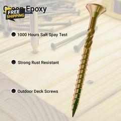 Deck Screws 3 Inch, #10 X 3, 5Lb, Rust Resistant, Brown Epoxy Coated