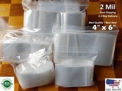 4″x 6″ CLEAR 2 MIL ZIP SEAL BAGS POLY PLASTIC RECLOSABLE LOCK MINI SMALL BAGGIES