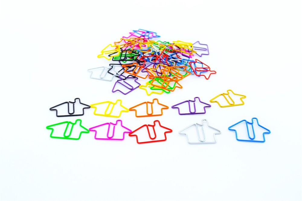 Multi-Color House Shaped Paper Clips-50 Count