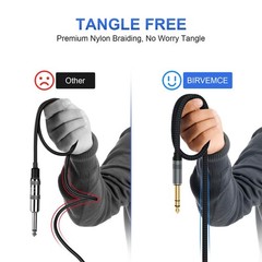 2Pack 10Ft TRS Instrument Cable Right Angle 1/4 Inch Male Jack Stereo Audio Cord