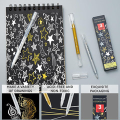 Gold Silver White Gel Pens 1mm Fine Point Gel Ink Pen Opaque Archival Ink Pens