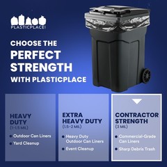 Plasticplace 95-96 Gallon Garbage Can 3 Mil Heavy Duty Trash 61 X 68 25 Count