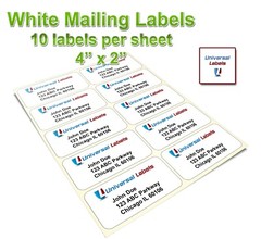 Blank Address Labels, 10 per sheet, 4″ x 2″, Inkjet & Laser, Fits Word Template