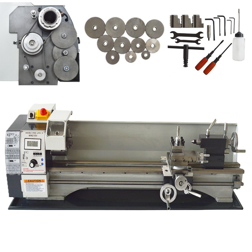 110V WM210V Inch Precision Instrument Variable Speed Metal Bench Lathe 1.1KW