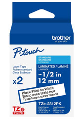 New OEM Brother P-Touch TZe-2312PK Black on White 1/2″ Tape (2-TAPES)