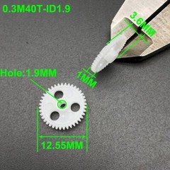 1Pc 0.3M Plastic Gear 0.3 Modulus 40 Teeth Bore Aperture 1.9MM 2MM 2A 40T H3.6MM