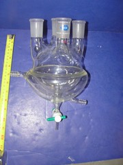 Roche Custom 1000ml RBF 4 neck 29/42 half jacketed reactor reaction flask drain