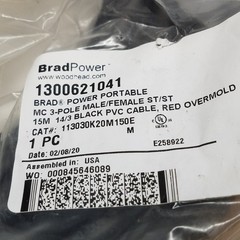 Brad Power 113030K20M150E Double Ended Cordset, 3 Pole, 14 Awg, 1300621041 – NEW
