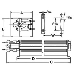 Dayton 1Tdu5 Rectangular Oem Blower, 2780 Rpm, 1 Phase, Direct Drive, C45