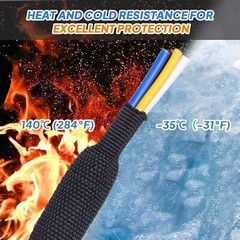 Black 2:1 Ratio Automotive Heat Shrink Braided Sleeving Tube Protect Cable/Wires