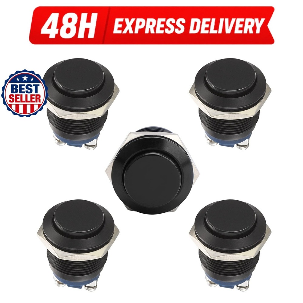 5pcs 19mm Momentary Push Button Switch IP65 Waterproof Aluminum Alloy