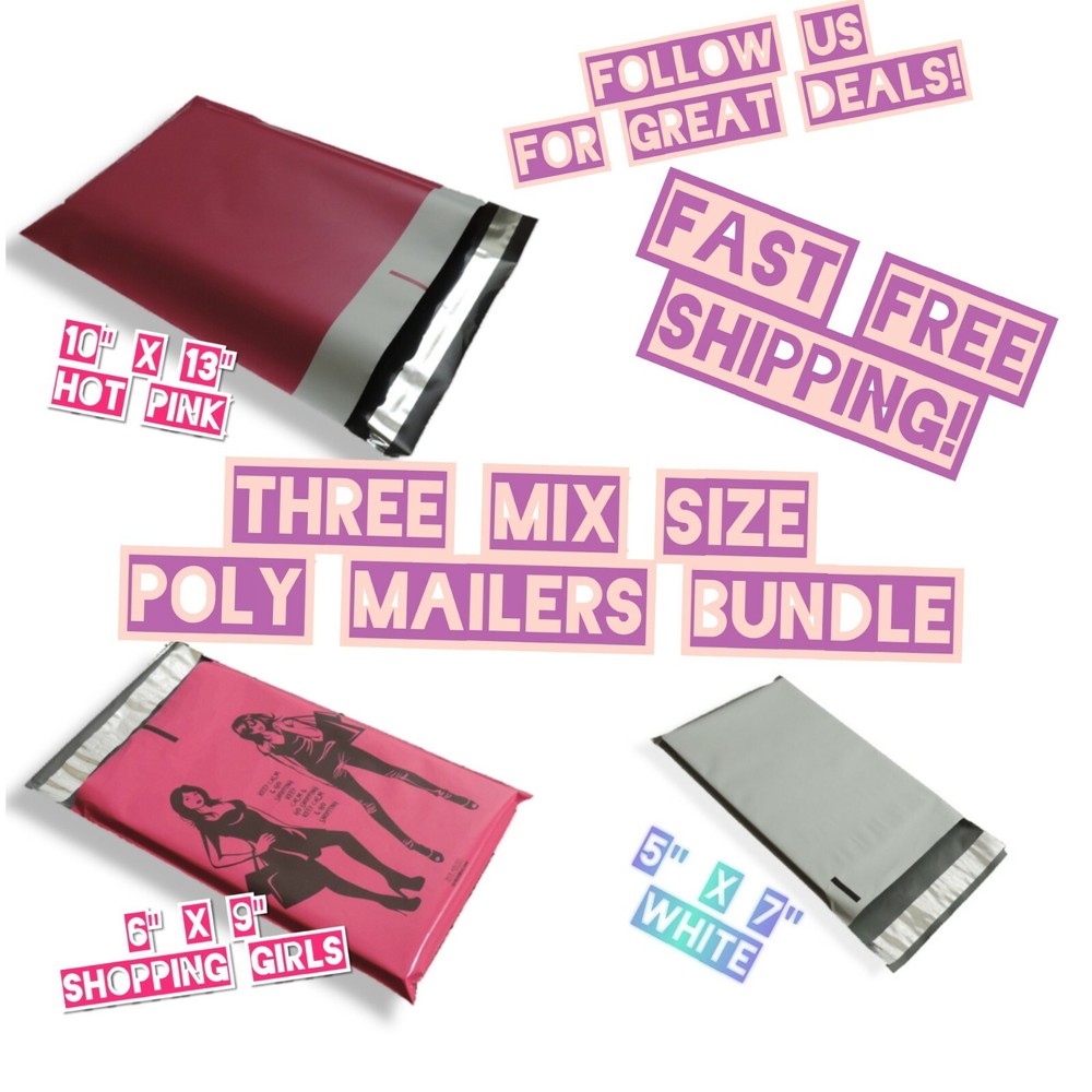 35 Poly Mailers Three Mix Size Variety Pack