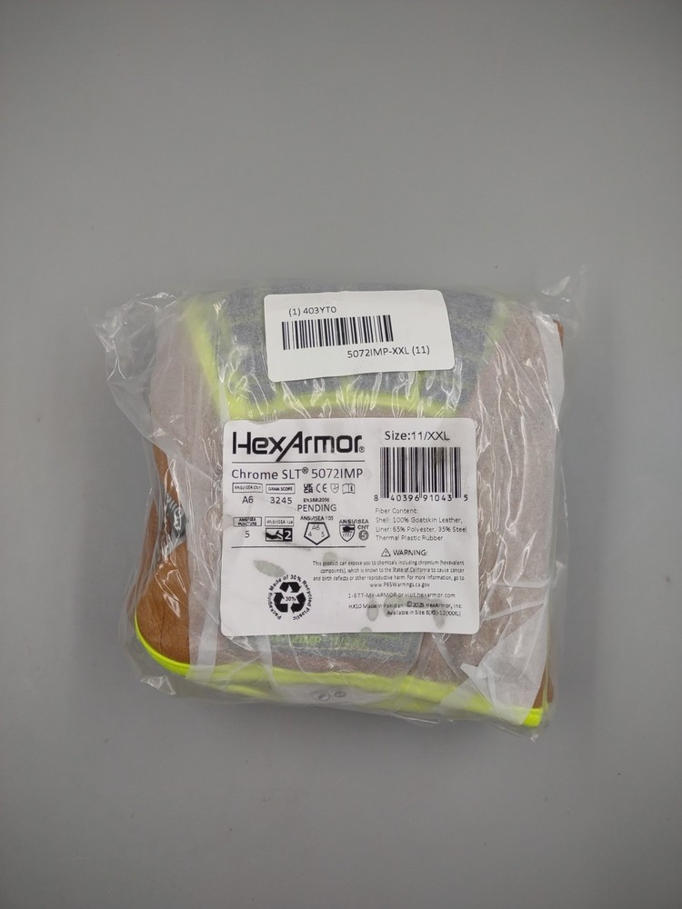 HexArmor Chrome SLT 5072IMP Goatskin Work Gloves ~ Size: 11/XXL