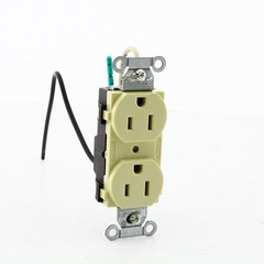 10 Hubbell Ivory COMMERCIAL Receptacle Outlets 15A 125V 8″ Wire Leads CR15IP1