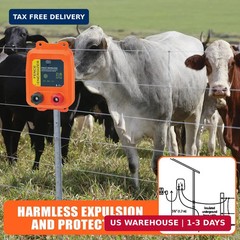 Electric Fence Charger PE2 0.10 Joule, 2-Mile/ 8 Acres Plug in Electric Fence Ch