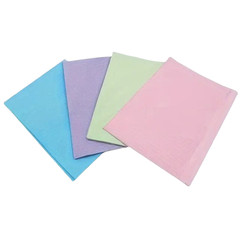 Dental Bibs, 2 Ply Paper + 1 Ply Poly- Standard Assorted colors 13”X 18”