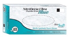 NitriDerm Ultra Blue Nitrile Exam Gloves: Large, NonSterile, Powder-Free #157300