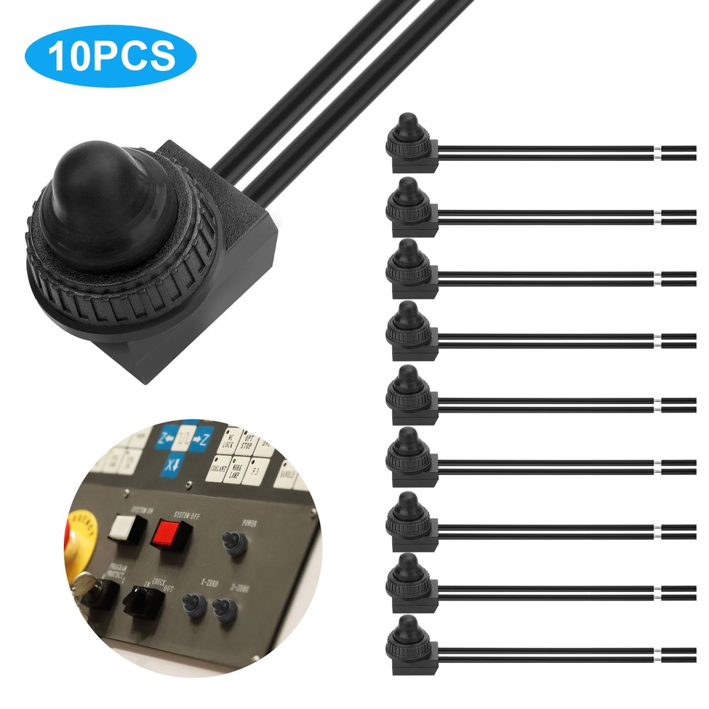 10Pcs 12V-48V Waterproof Push Button On-Off Switch 4.5″ Leads For Motorcycle Car