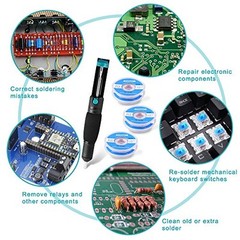 AUSTOR Desoldering Sucker and 6 Pcs Solder Braid Wick (2.0mm/2.5mm/3.0mm Width,