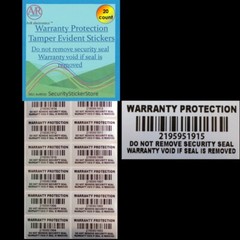 Warranty Void If Removed Security Sticker: INDIVIDUAL SERIAL NUMBERED (AvR010)