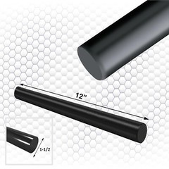 Acetal Plastic Rod 1-1/2″ Diameter 12″ Length Round Opaque Black 4 Pack-Delrin