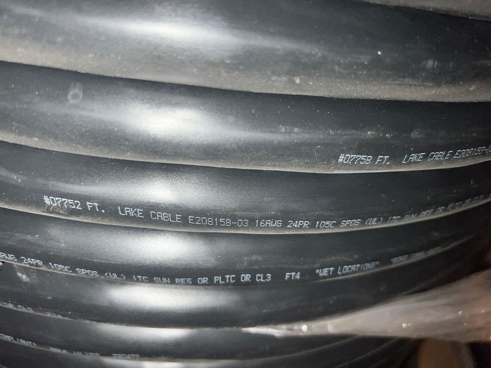 LAKE CABLE 16 AWG 24PR PLTC SPOS 105C 300V 10FT to 100FT Coil cut 48 Conductors