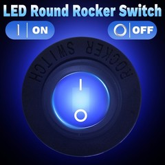12V Round Rocker Switch SPST 3 Pin Blue LED Waterproof For Car Boat RV ATV