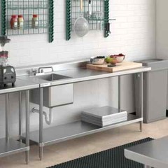 24″W x 72″L Stainless Steel Commercial Restaurant Work Table with Sink on Left