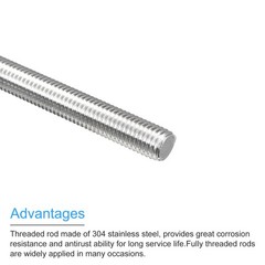 Fully Threaded Rod M12 x 350mm 1.75mm Pitch 304 Stainless Steel Right Hand
