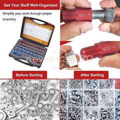 44pcs Screw Bolt Nut Thread Measure Gauge Size Checker Set (23 Inch & 21 Metric)