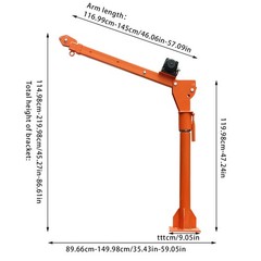 1100LBS Truck-Mount Crane Lift w/12V Electric Winch Pickup Truck Jib Crane Hoist