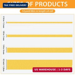 4 Rolls Fine Line Tape(Yellow), Fineline Masking Tape in 1/16, 1/8, 1/4 and 1/2