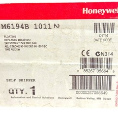 Honeywell M6194B1011 Modutrol IV Motor 24V 300 lb-in 90-160 Deg Replaces M644E10