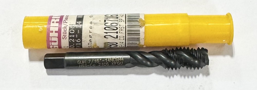 GUHRING 7/16″-14 Cobalt Tap 45 Deg Fast Spiral Semi-Bottoming 3 Flute