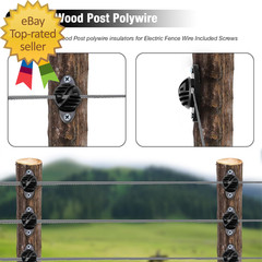100 PCS Electric Fence Insulator with Screws, Black Wood Post Polywire Insulator