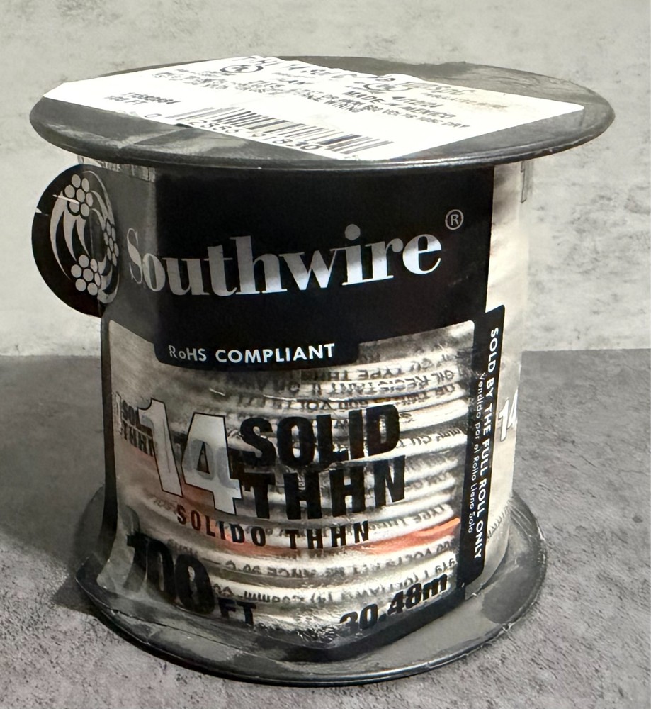 Southwire 100 ft. 14 White Solid CU THHN Wire Model 11580884