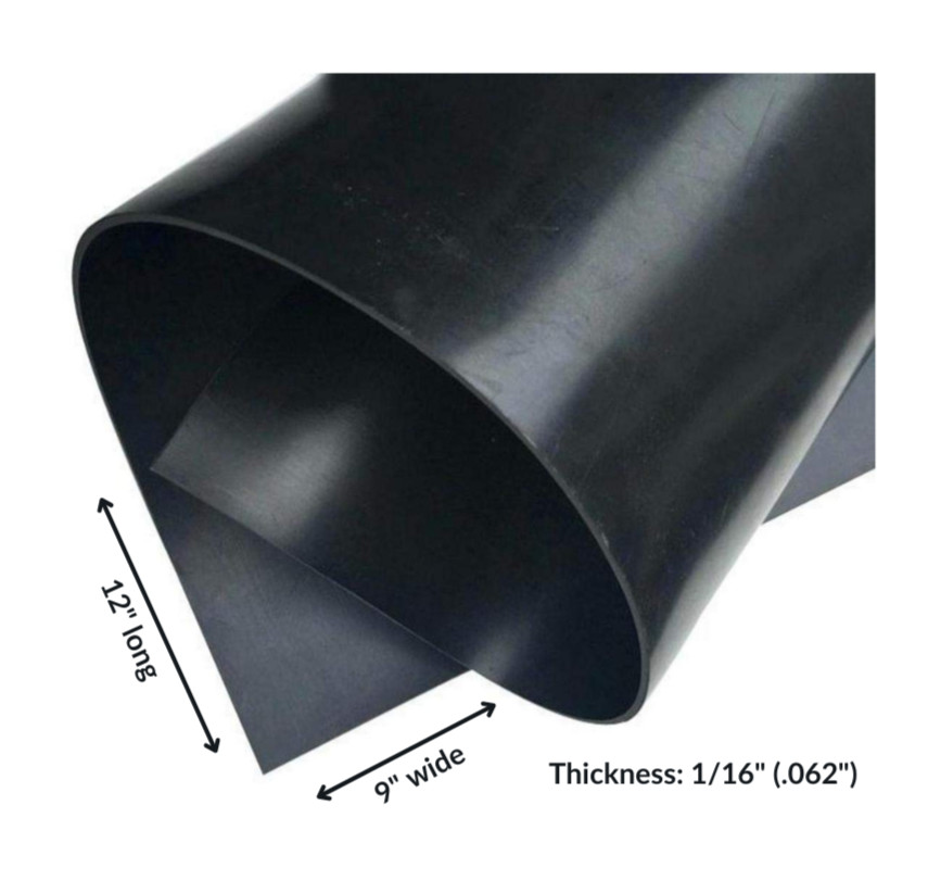 Neoprene Rubber Sheet Solid 1/16 Thick x 9″ Wide x 12″ Long 60A Duro, Black