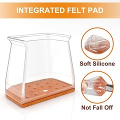 24 Pcs Chair Leg Floor Protectors for Hardwood Floors Square L, Clear-24pcs