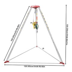 2600lbs Safety Confined Space Tripod Rescue Tripod Winch Adjustable 5.2-8ft Legs