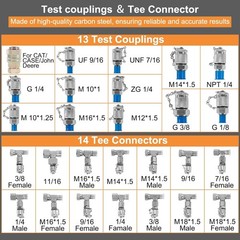 Hydraulic Pressure Test Kit w/5 Gauges(150 1500 4000 6000 10000PSI)for Excavator
