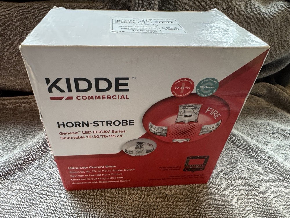 Kidde EGCAVWF Ceiling Horn Strobe 15-115cd WHITE “FIRE” Marking New in Box