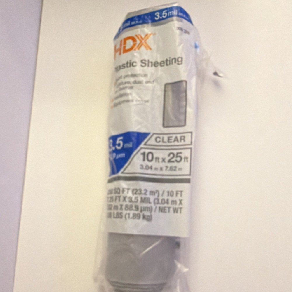 HDX Plastic Sheeting Clear 3.5 mil 10 ft x 25 ft Paint Protection