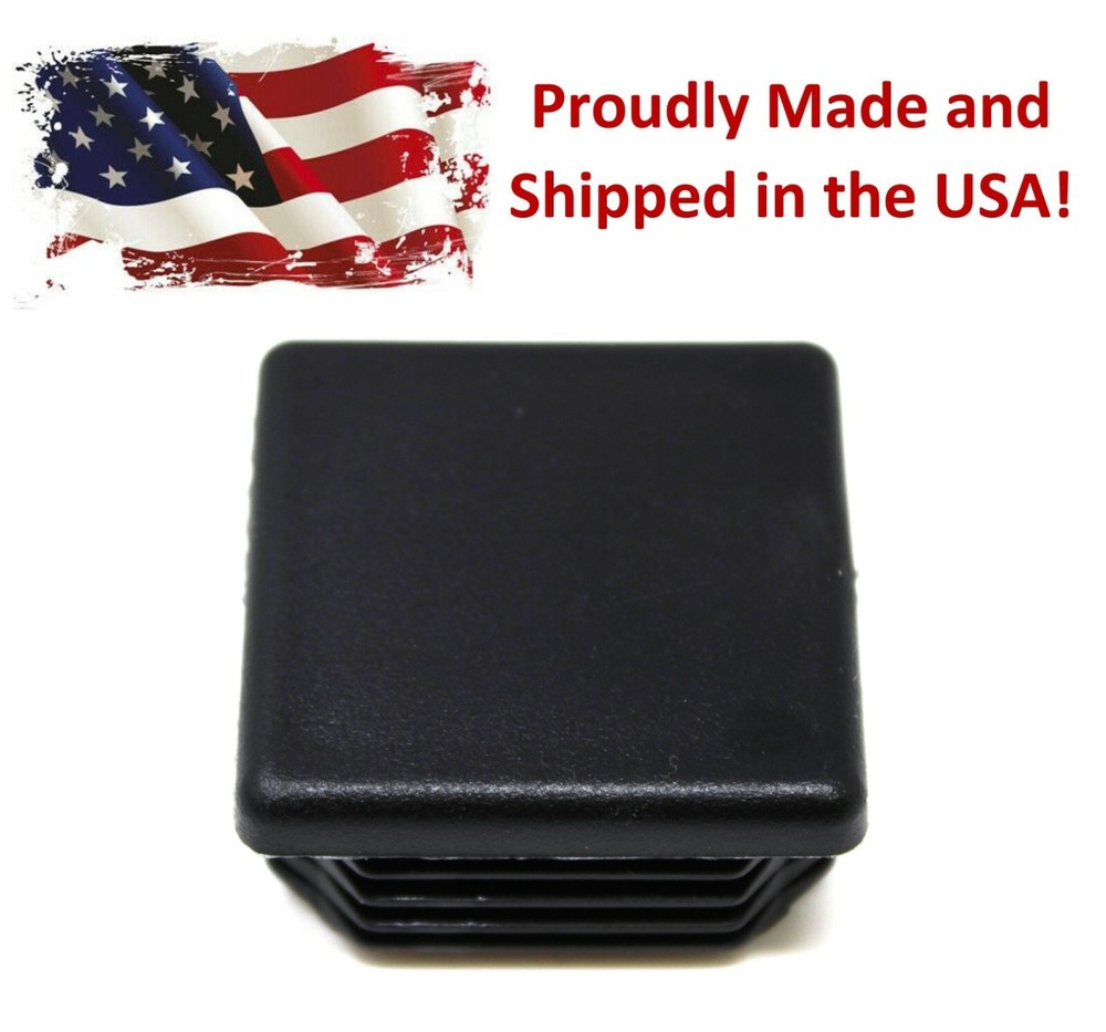 Universal Plastic 1-1/2 inch Black Square Tubing Cap Finishing Plug Chair Glide