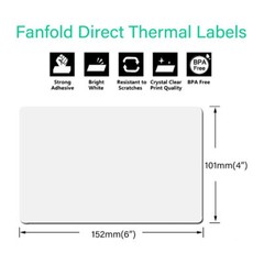 500 4″ x 6″ Fanfold Direct Thermal Shipping Labels for Zebra & Rollo Printers US