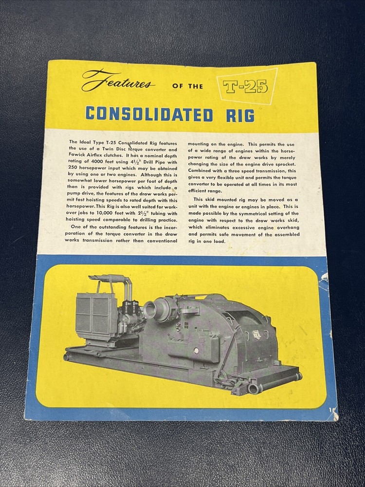 VTG 1940s National Supply Co Products Features T-25 Consolidated Rig Manual Book