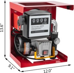 110V Electric Diesel Oil Fuel Transfer Pump w/ Meter with 13′ Hose & Nozzle Kit